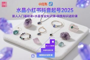 水晶小红书抖音起号2025，新人入门基础课+水晶专业知识课+销售知识进阶课-聊项目
