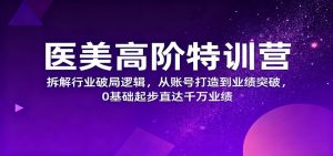 医美高阶特训营，拆解行业破局逻辑，从账号打造到业绩突破，0基础起步直达千万业绩-聊项目