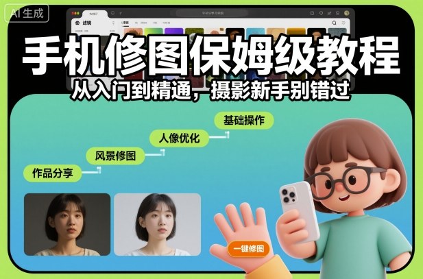 手机修图保姆级教程，从入门到精通，摄影新手别错过-聊项目