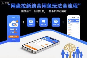 网盘拉新结合闲鱼玩法全流程，能传给下一代的玩法，一部手机即可搞定(附入口渠道以及实操教程)-聊项目