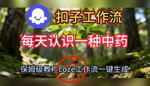 Coze扣子工作流一键生成每天认识一种中药短视频，保姆级搭建教学-聊项目