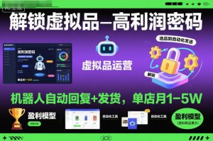 解锁虚拟品高利润密码：机器人自动回复+发货，单店月1-5W【揭秘】-聊项目