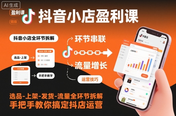 抖音小店盈利课-选品-上架-发货-流量全环节拆解，手把手教你搞定抖店运营-聊项目