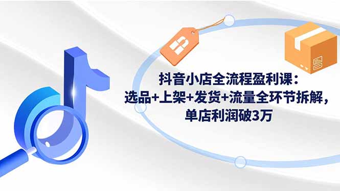 抖音小店全流程盈利课：选品+上架+发货+流量全环节拆解，单店利润破3万-聊项目