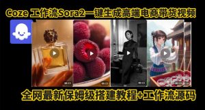 coze智能体sora2一键生成电商带货高端视频工作流保姆级拆解教程，无需剪辑，无需拍摄-聊项目