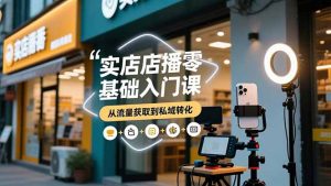 实体店播零基础入门课，实体店+短视频+直播+微信生态+私域社群，从流量获取到私域转化-聊项目