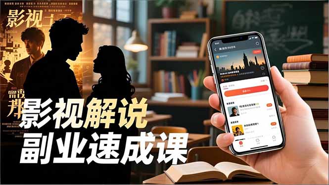 Tk影视解说副业速成课，软件安装、全流程实操、爆款预设，新手两周变现-聊项目
