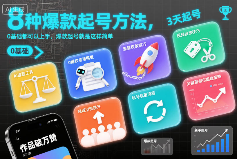 8种爆款起号方法，0基础都可以上手，爆款起号就是这样简单-聊项目