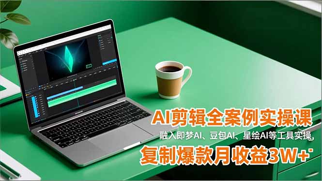 AI剪辑全案例实操课，融入即梦AI、豆包AI、星绘AI等工具实操，复制爆款月收益3W+-聊项目