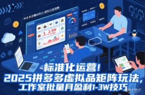 标准化运营！2025拼多多虚拟品矩阵玩法，工作室批量月盈利1-3W技巧【揭秘】-聊项目