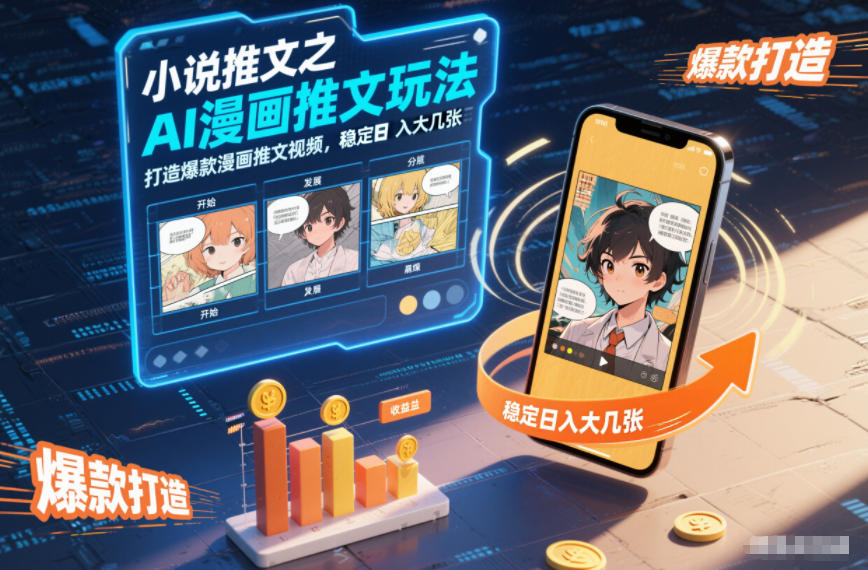 小说推文之AI漫画推文玩法，打造爆款漫画推文视频，稳定日入大几张-聊项目