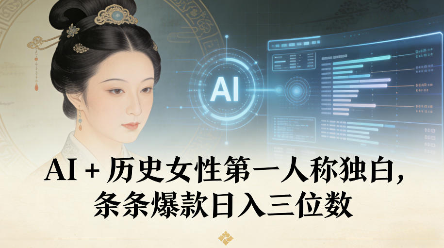 AI+历史女性第一人称独白，条条爆款日入三位数-聊项目