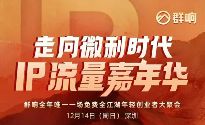 2025ip嘉年华万人12月14深圳线下课，走向微利时代，IP流量嘉年华，实操性极强的商业干货课-聊项目