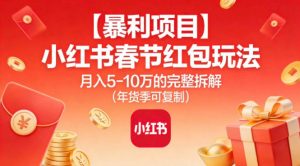 【暴利项目】小红书春节红包玩法月入5W的完整拆解(年货季可复制)-聊项目
