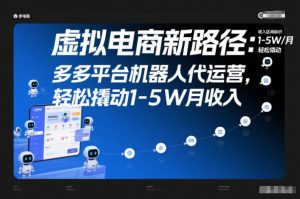 虚拟电商新路径：多多平台机器人代运营，轻松撬动1-5W月收入【揭秘】-聊项目
