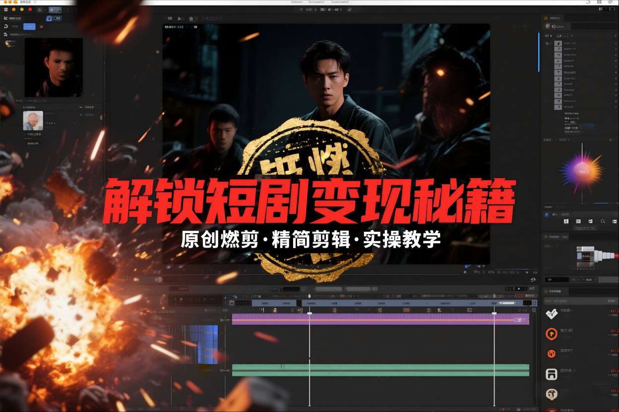 短剧拉新之原创燃剪精简剪辑实操课，解锁短剧变现秘籍-聊项目