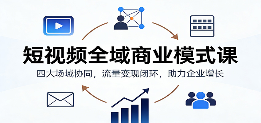 短视频全域商业模式课：四大场域协同，流量变现闭环，助力企业增长-聊项目