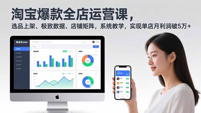 淘宝爆款全店运营课2.0，选品上架、极致数据、店铺矩阵，系统教学，实现单店月利润破5万+-聊项目