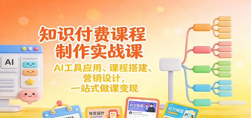 知识付费课程制作实战课：AI工具应用 、课程搭建、营销设计，一站式做课变现-聊项目
