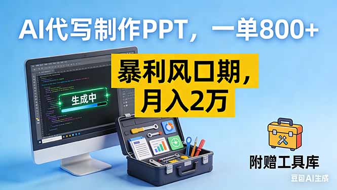 AI代写制作PPT，一单800+， 暴利风口期，月入2万【附工具】-聊项目