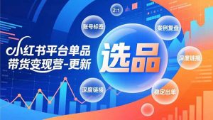 小红书平台单品带货变现营-更新，极致选品、账号标签、案例复盘，深度链接，快速启动稳定出单-聊项目