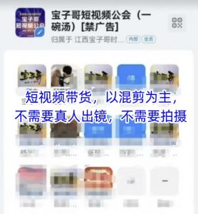 宝子哥头部团队短视频带货，以混剪为主，不需要真人出镜，不需要拍摄【更新12月】-聊项目