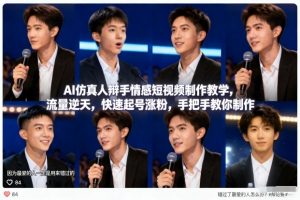 AI仿真人辩手情感短视频制作教学，流量逆天，快速起号涨粉，手把手教你制作-聊项目