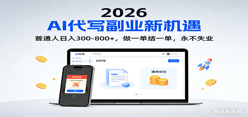 2026 副业首选！AI 代写日入 300-800，普通人0门槛，做一单结一单！-聊项目