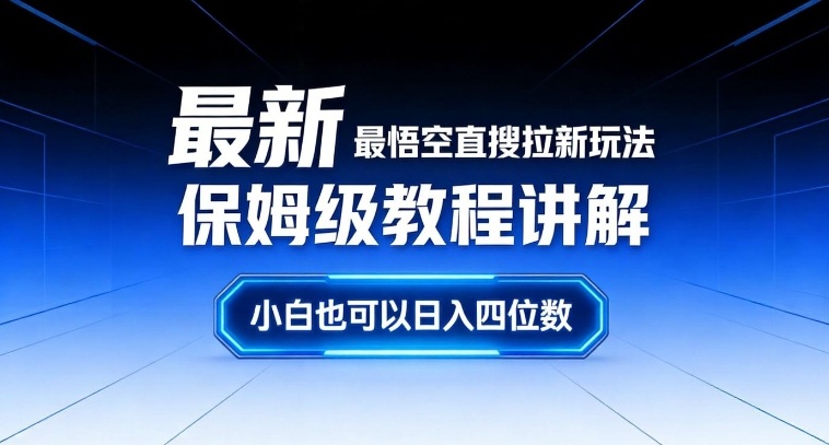 最新最悟空直搜拉新玩法保姆级教程讲解，小白也可以日入四位数-聊项目