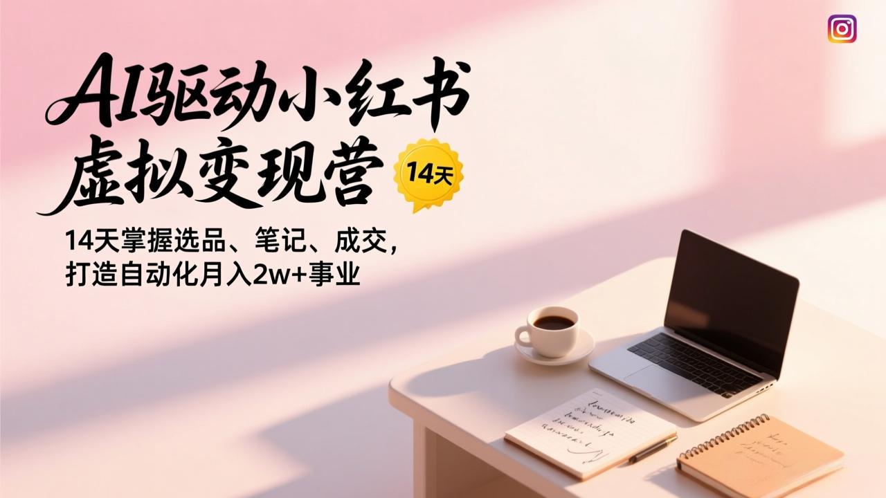 AI驱动小红书虚拟变现营，14天掌握选品、笔记、成交，打造自动化月入2w+事业-聊项目