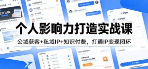 个人影响力打造实战课：公域获客+私域IP+知识付费，打通IP变现闭环-聊项目