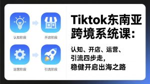 TikTok东南亚跨境系统课：认知、开店、运营、引流四步走，稳健开启出海之路-聊项目
