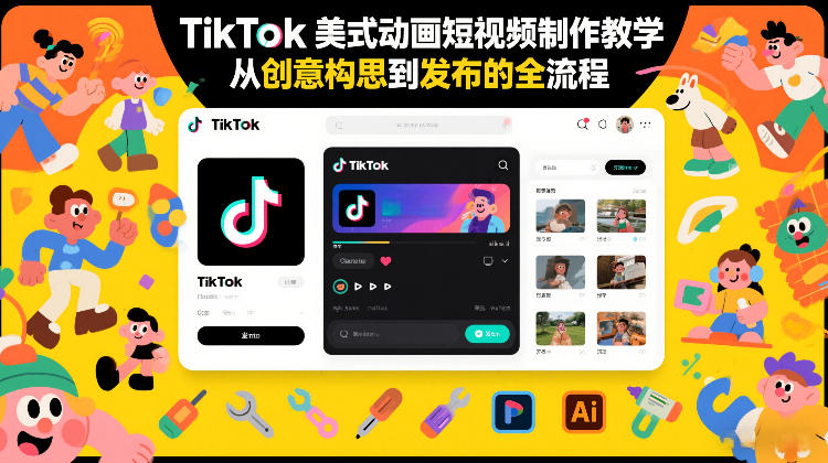TikTok美式动画短视频制作教学，从创意构思到发布的全流程-聊项目