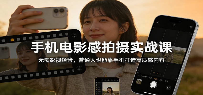手机电影感拍摄实战课：无需影视经验，普通人也能靠手机打造高质感内容-聊项目