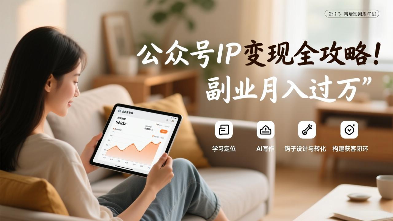 公众号IP变现全攻略，学习定位、AI写作、钩子设计与转化，构建获客闭环，副业月入过万-聊项目