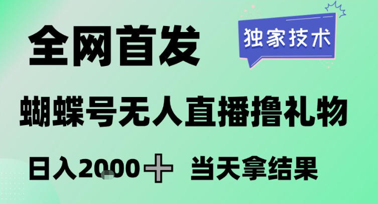 2026最新蝴蝶号无人直播掘金，独家技术，全网首发小白做了一个月收益3W，长期稳定可做【揭秘】-聊项目