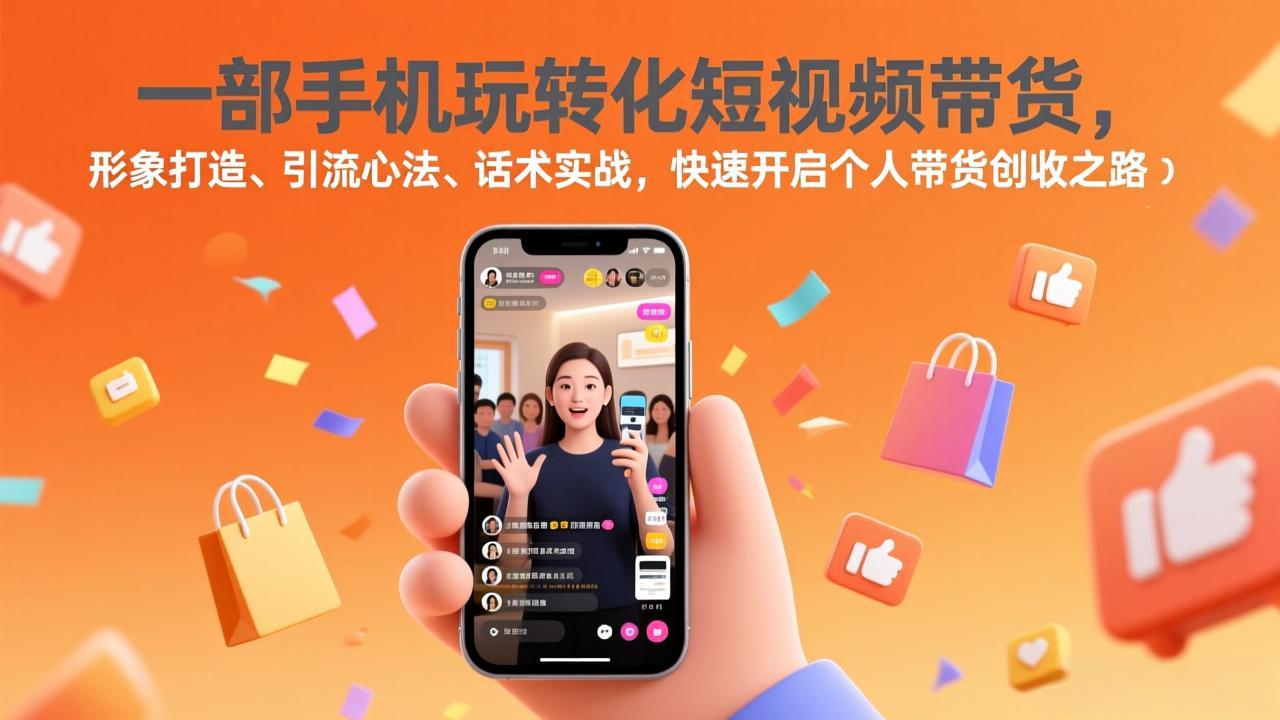 一部手机玩转化短视频带货，形象打造、引流心法、话术实战，快速开启个人带货创收之路-聊项目