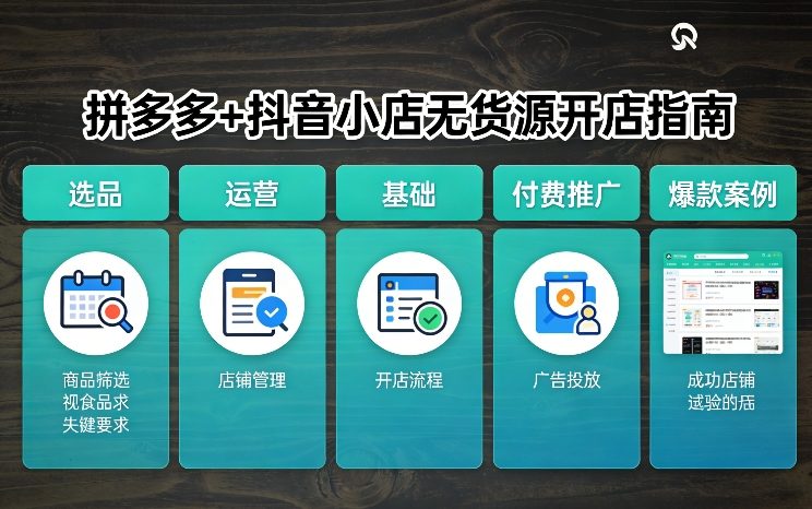拼多多+抖音小店无货源开店，包括：选品、运营、基础、付费推广、爆款案例等(更新26年2月)-聊项目