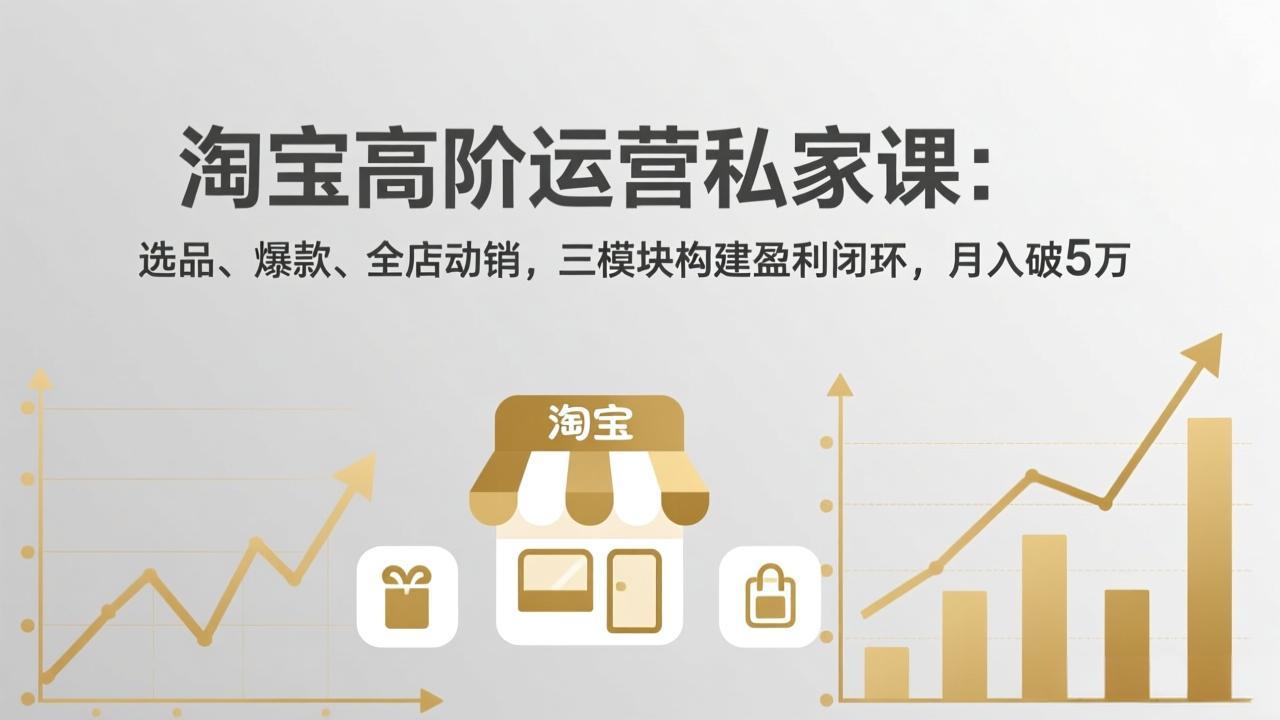 淘宝高阶运营私家课：选品、爆款、全店动销，三模块构建盈利闭环，月入破5万(更新26年2月-聊项目