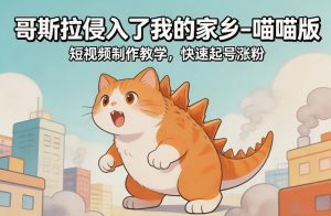 哥斯拉侵入了我的家乡–喵喵版短视频制作教学,快速起号涨粉-聊项目