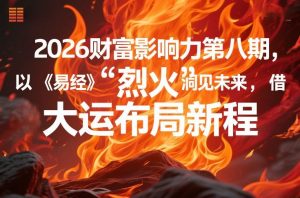 2026财富影响力第八期，以《易经》智慧洞见未来，借“离火”大运布局新程-聊项目
