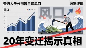 普通人千万别盲目追风口，20年变迁揭示真相，看懂收割逻辑才能避免成为接盘侠-聊项目