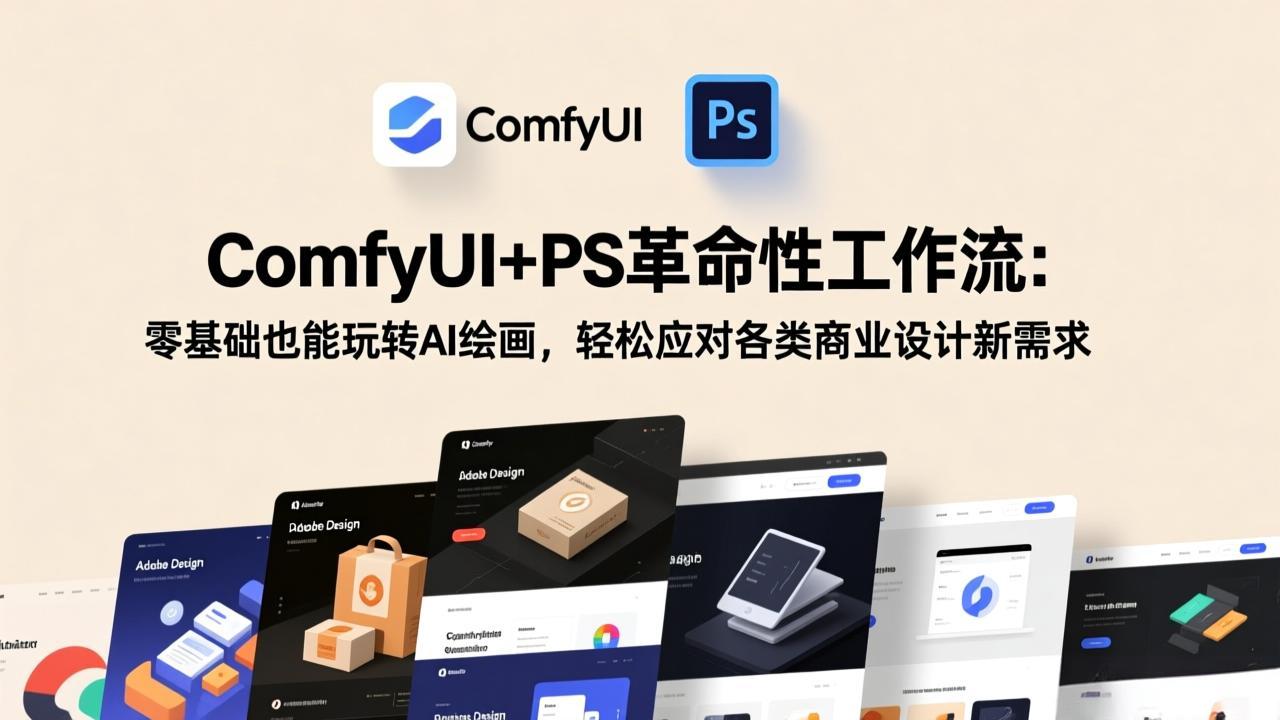 ComfyUI+PS革命性工作流：零基础也能玩转AI绘画，轻松应对各类商业设计新需求-聊项目