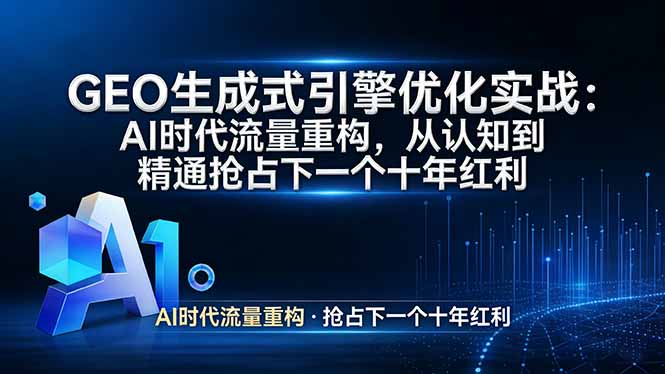 GEO 生成式引擎优化实战：AI时代流量重构，从认知到精通抢占下一个十年红利-聊项目