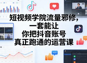 短视频学院流量邪修，一套能让你把抖音账号真正跑通的运营课-聊项目