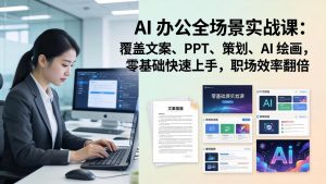 AI 办公全场景实战课：覆盖文案、PPT、策划、AI 绘画，零基础快速上手，职场效率翻倍-聊项目