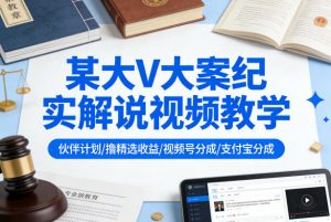 某大V大案纪实解说视频教学，可做伙伴计划、撸精选收益，视频号和支付宝分成计划均可-聊项目