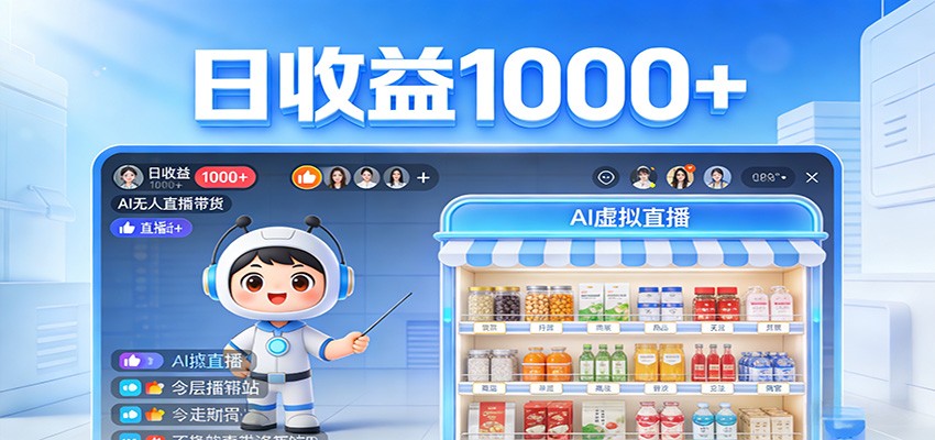 不用露脸不用说话，24小时自动卖货赚钱，全天自动直播，收益看得见-聊项目