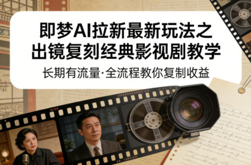 即梦AI拉新最新玩法之出镜复刻经典影视剧教学，长期有流量，全流程教你复制收益-聊项目