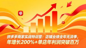 拼多多商家实战特训营：店铺业绩全年无淡季，年增长200%+单店年利润突破百万(26年4月2日更新-聊项目